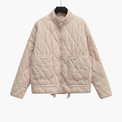 Women's Oversize Quilted Jacket with Pockets and Zipper – Fashionable Winter Jacket 2024