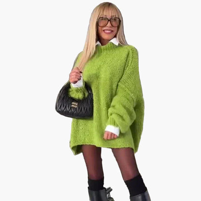 Women's oversized sweater dress with balloon sleeves – fashionable casual look for autumn & winter