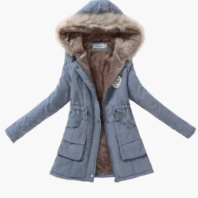 Women's winter parka with hood and fleece lining – fashionable coat for cold days