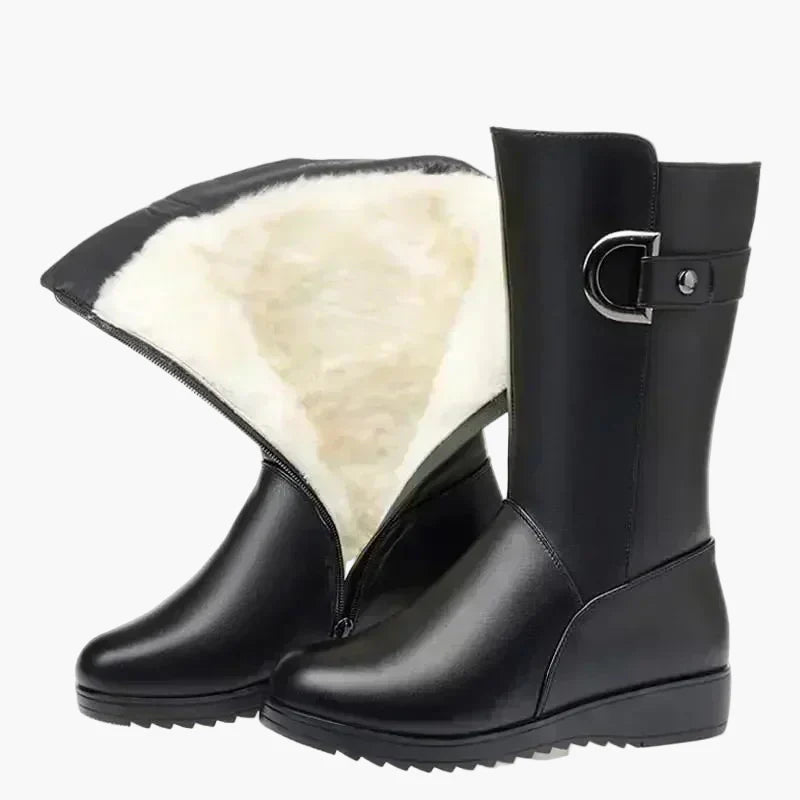 Damen Winter Stiefeletten mit Absatz und Schnürung – Warm Gefütterte Fashion Boots