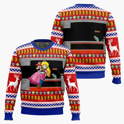 Herren Ugly Christmas Sweater – Retro Gamer Pixel Mario Pullover für Weihnachten & Gaming-Fans