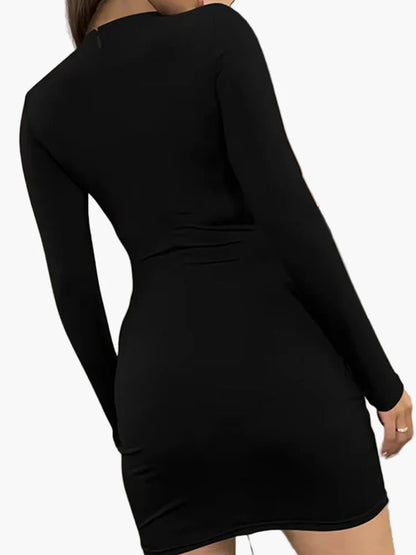 Women's Elegant Bodycon Mini Dress with Long Sleeve – Perfect for Party & Evening Occasions