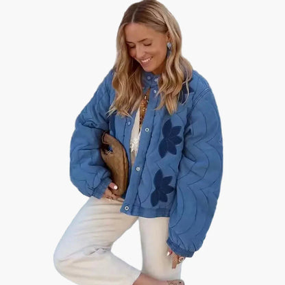 Women's quilted jacket with floral pattern – fashionable casual look, transitional jacket
