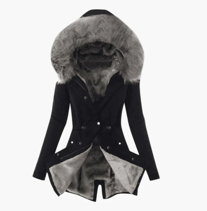 Women's winter coat with hood and faux fur – fashionable parka for cold days