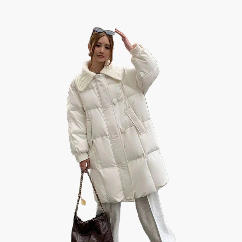 Women's Oversized Quilted Coat with Wide Collar – Casual Winter Jacket for Everyday and Leisure