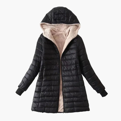 Women's quilted coat with hood – Elegant winter coat for everyday and leisure use