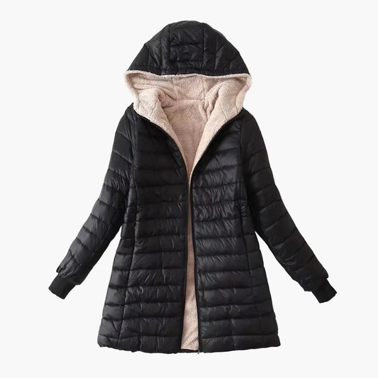 Women's quilted coat with hood – Elegant winter coat for everyday and leisure use