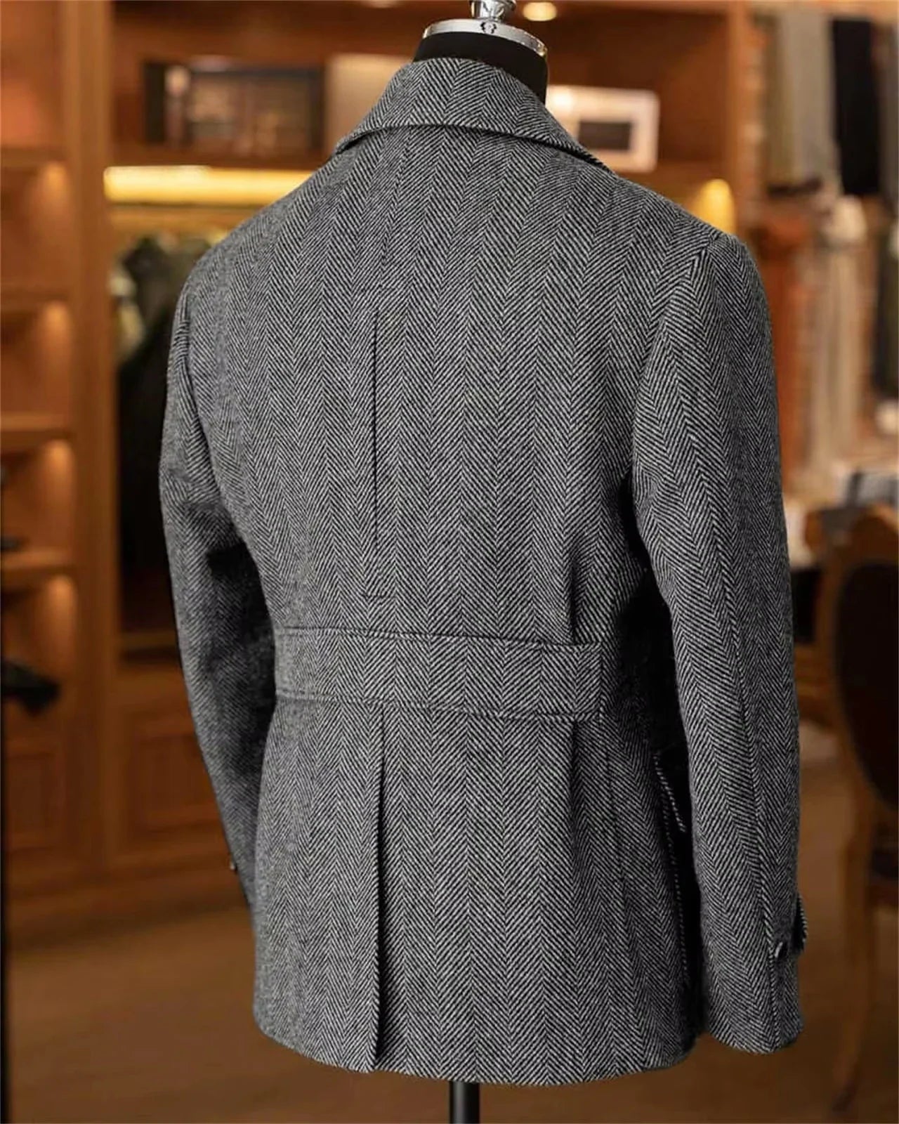 Herren Doppelreihiger Vintage Business Blazer – Klassischer Hahnentritt Look für Büro & festliche Anlässe