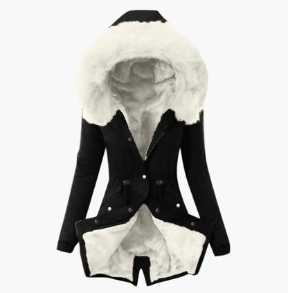 Women's winter coat with hood and faux fur – fashionable parka for cold days