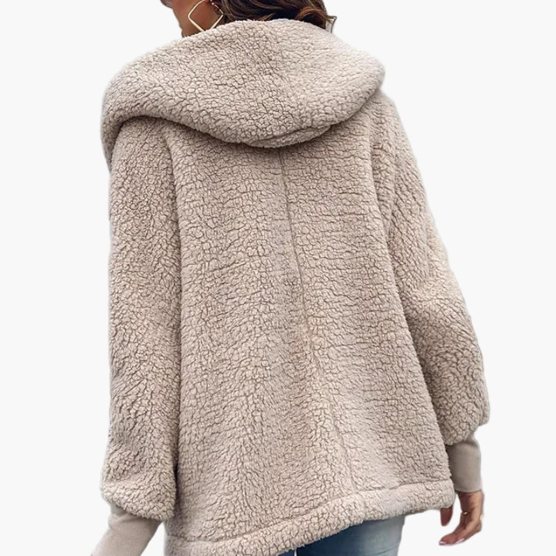 Women's Oversize Fleece Coat with Hood – Cozy Winter Street Style