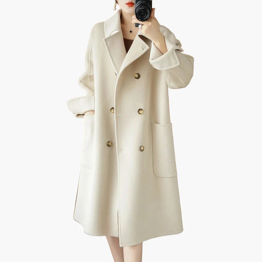Damen Eleganter Doppelreihiger Wintermantel – Modischer Alltagsmantel für Business und Freizeit