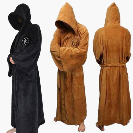 Men's Bathrobe in Jedi & Sith Style – Hooded Morning Gown for Star Wars Fans