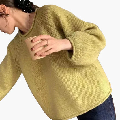 Women's Sweater Loose Basic Knit Sweater in French Style – Fashionable Casual Look for Everyday and Office