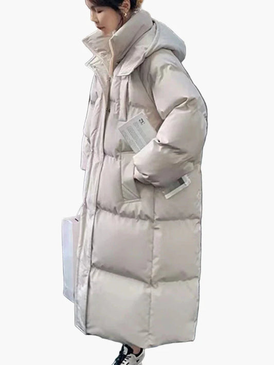 Women's Winter Down Quilted Coat Oversized Long Puffer Coat with Hood – Perfect for Cold Days