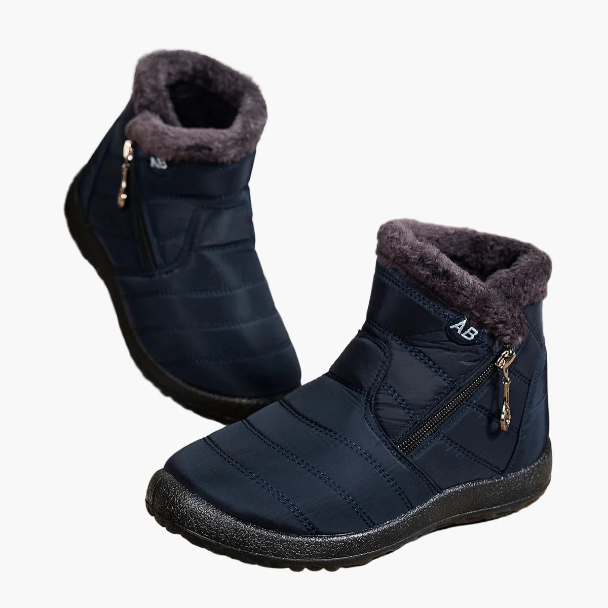 Women's winter boots with warm lining and zipper – Comfortable, non-slip outdoor shoes for cold days