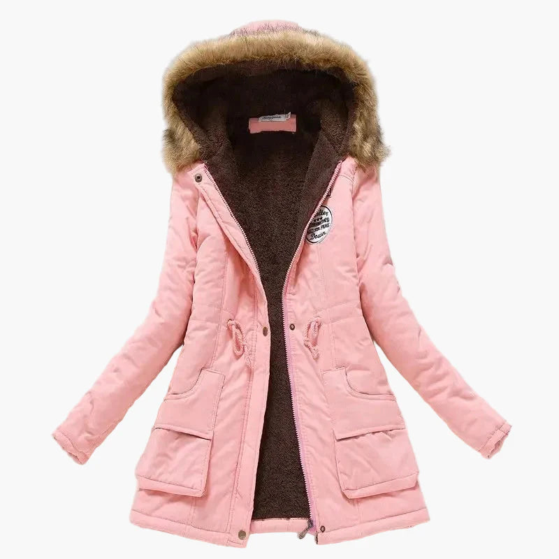 Women's winter parka with hood and fleece lining – fashionable coat for cold days