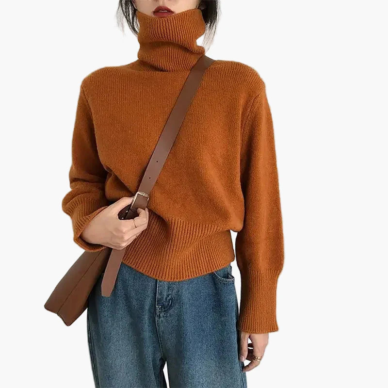 Women's knitted sweater with turtleneck – fashionable autumn & winter style for everyday and office