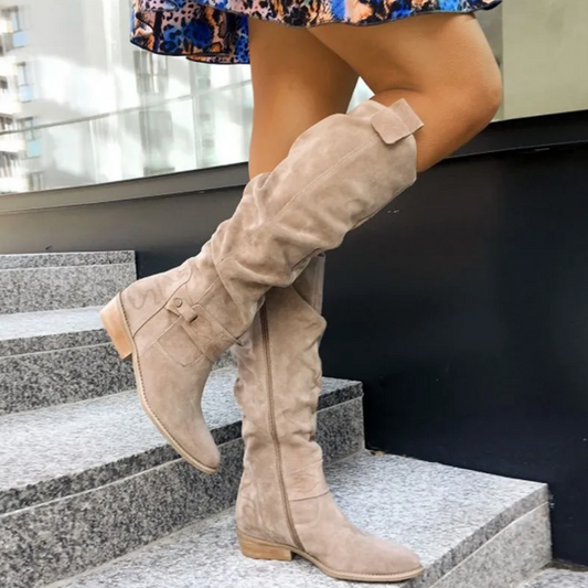 Damen Overknee Stiefel mit flachem Absatz – Modische Alltagsstiefel für Herbst und Winter
