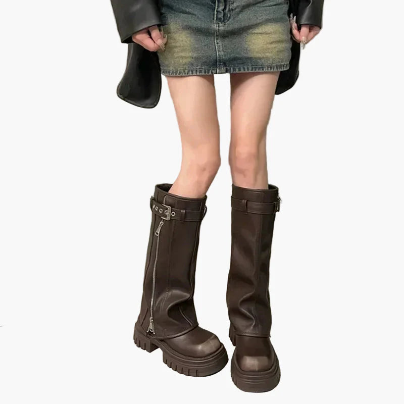 Women's Platform Boots with Zipper – Trendy Chunky Boots for Autumn and Winter