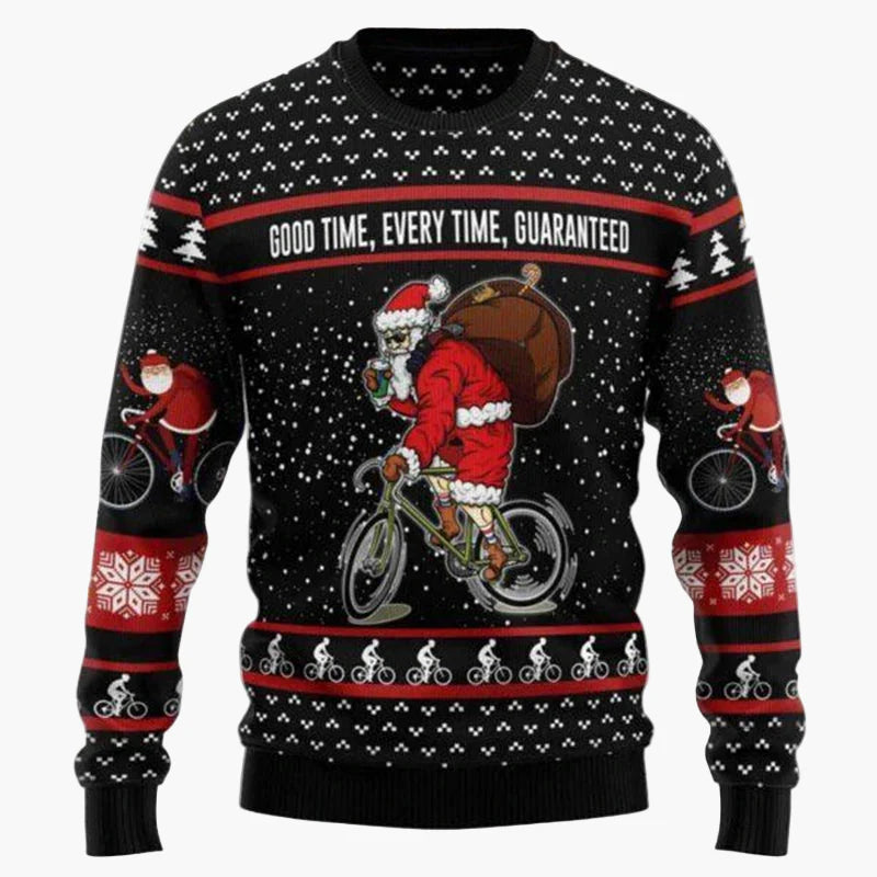 Herren Ugly Christmas Sweater Biker Style – Lustiger Weihnachts-Pullover mit Santa auf Motorrad