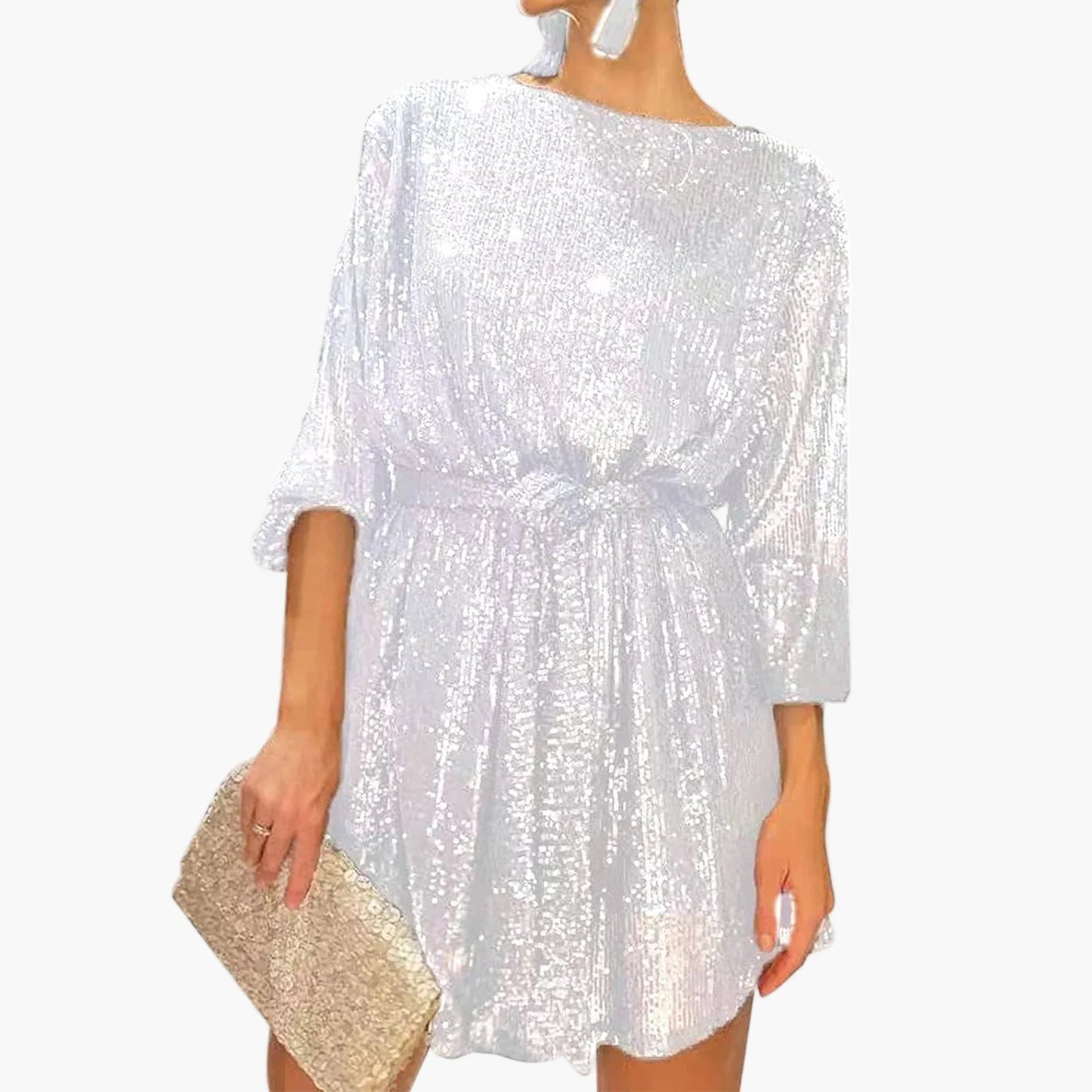 Ladies Elegant Sequin Mini Dress – Party, Evening, Festive, Glitter, Fashionable