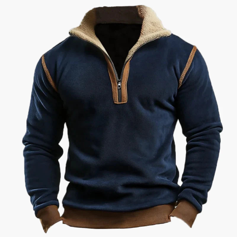 Herren Vintage Patchwork Fleece Pullover – Retro Stil für Herbst und Winter, Freizeit & Alltag