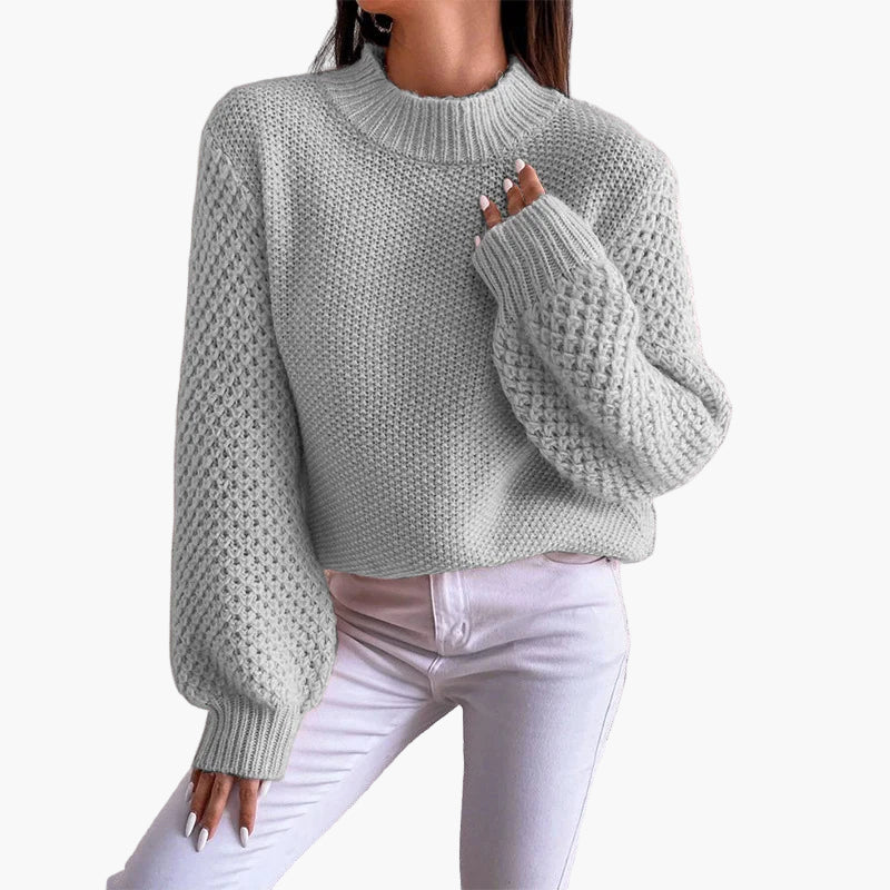 Damen Strickpullover mit Rundhalsausschnitt – Modischer Oversize Sweater für Herbst und Winter