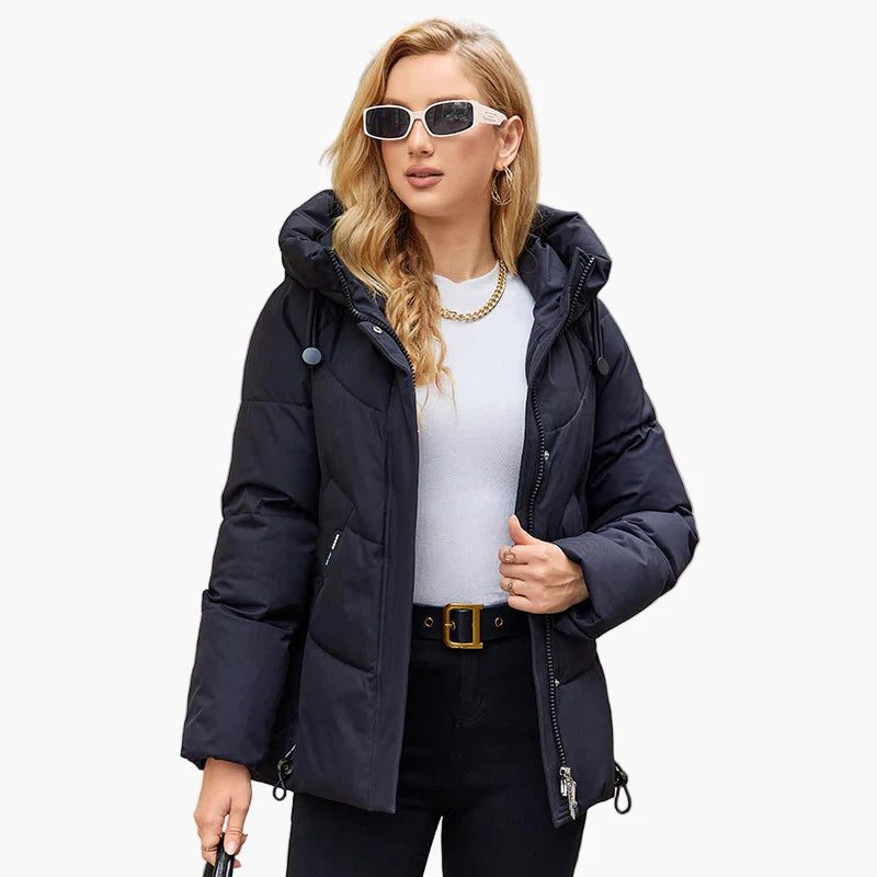 Women's winter quilted jacket with hood – fashionable outdoor jacket for everyday and leisure