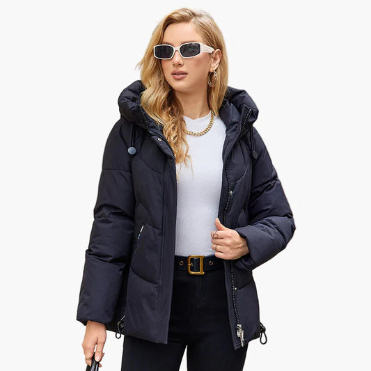 Women's winter quilted jacket with hood – fashionable outdoor jacket for everyday and leisure