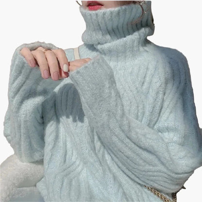 Women's Sweater in Korean Style with Stand-up Collar – Loose, Elegant Autumn and Winter Sweater