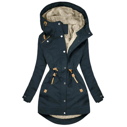 Women's winter parka with hood – fashionable, fleece-lined windbreaker for everyday and outdoor use