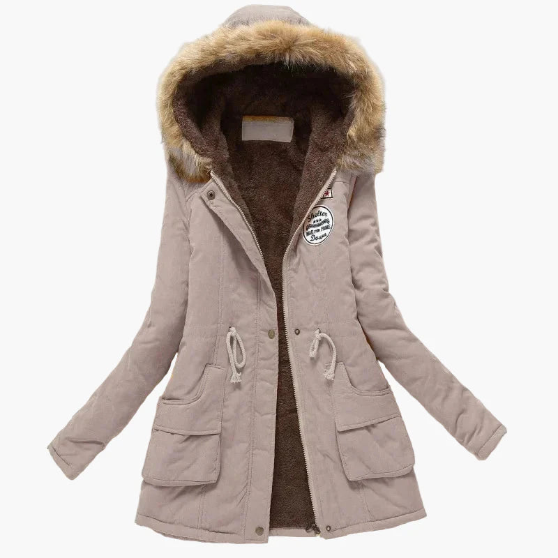 Women's winter parka with hood and fleece lining – fashionable coat for cold days