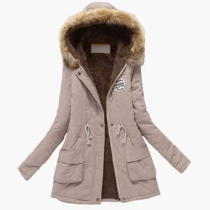 Women's winter parka with hood and fleece lining – fashionable coat for cold days