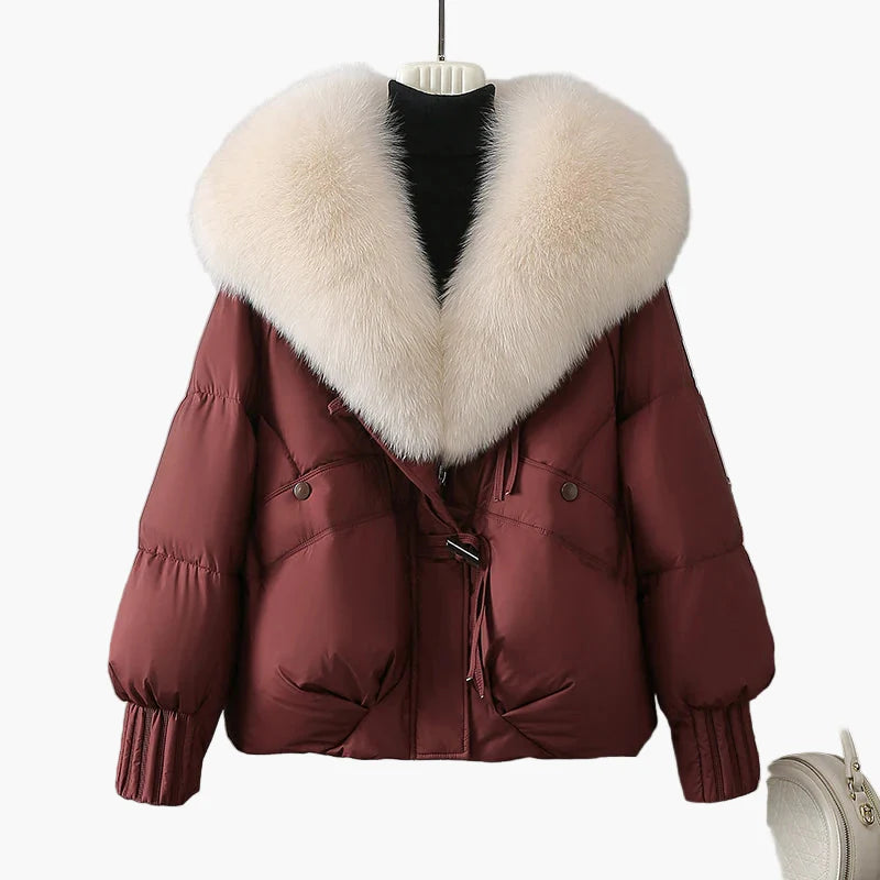 Women's winter jacket with large collar – Elegant, warm quilted jacket for everyday and leisure use