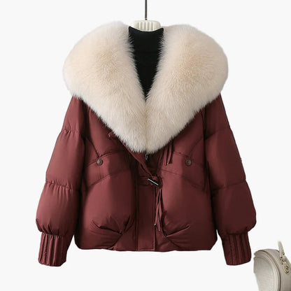 Women's winter jacket with large collar – Elegant, warm quilted jacket for everyday and leisure use