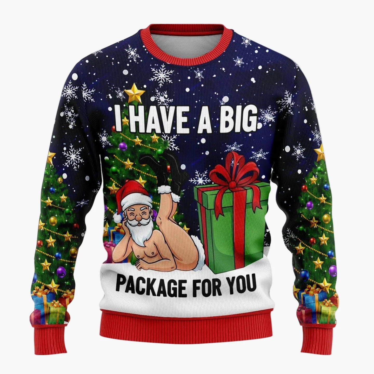 Herren Lustiger Ugly Christmas Sweater – Santa Claus Ho Ho Ho Weihnachtspullover mit frechem Motiv