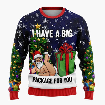 Herren Lustiger Ugly Christmas Sweater – Santa Claus Ho Ho Ho Weihnachtspullover mit frechem Motiv