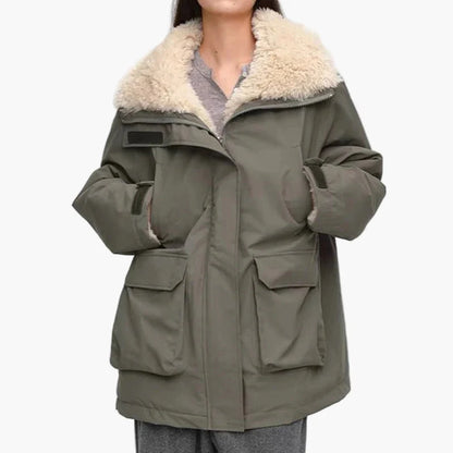 Damen Winter Parka mit Teddykragen – Modischer Oversize Mantel für kalte Tage