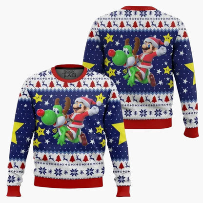 Herren Ugly Christmas Sweater – Retro Gamer Pixel Mario Pullover für Weihnachten & Gaming-Fans