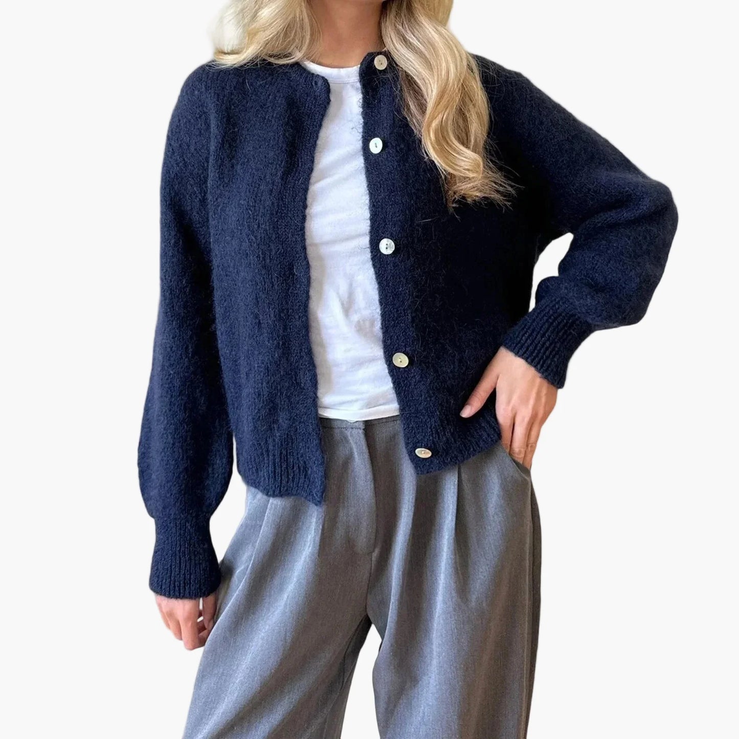 Damen Strickjacke im klassischen Stil – Bequemer Freizeit-Cardigan für den Alltag