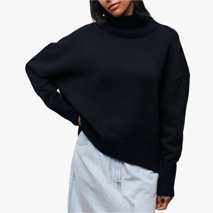 Damen Pullover mit Stehkragen und voluminösen Ärmeln – Eleganter Alltags-Strickpullover