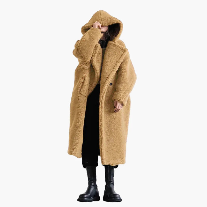 Women's Oversize Teddy Coat with Hood – Urban Winter Style, Casual Outdoor Jacket