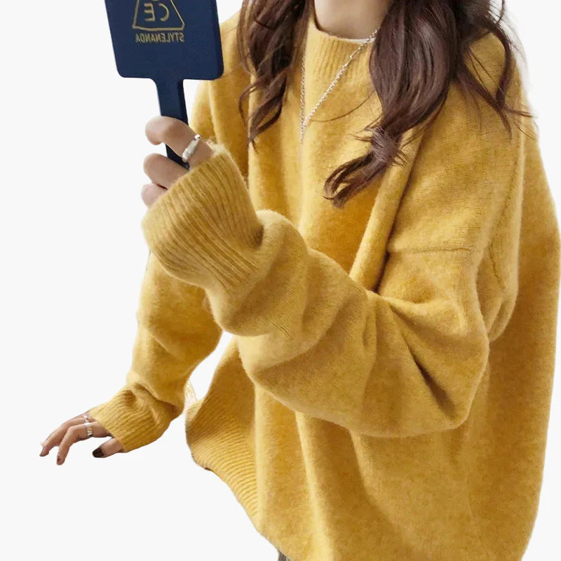 Women's Oversize Sweater Retro Casual Style Autumn Winter Knit Sweater