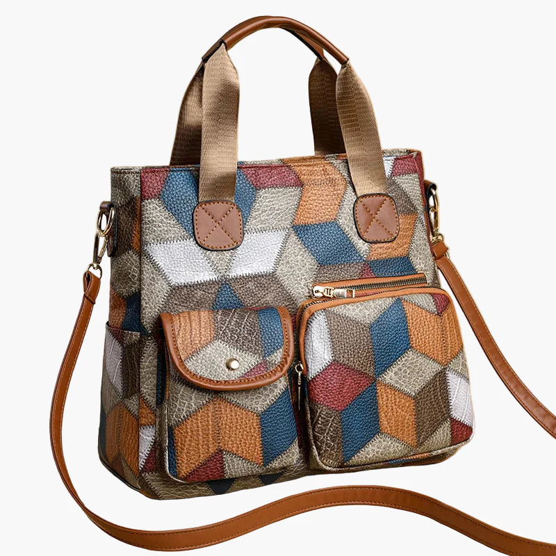 Women's Patchwork Shoulder Bag Vintage Style – Fashionable Shoulder Bag for Everyday and Leisure
