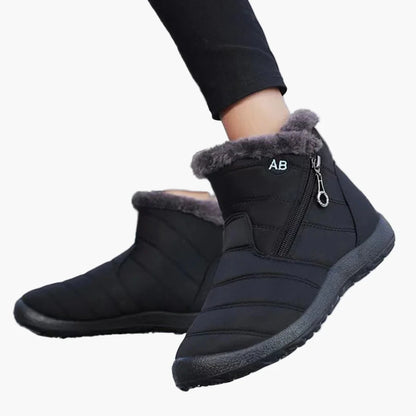 Women's winter boots with warm lining and zipper – Comfortable, non-slip outdoor shoes for cold days