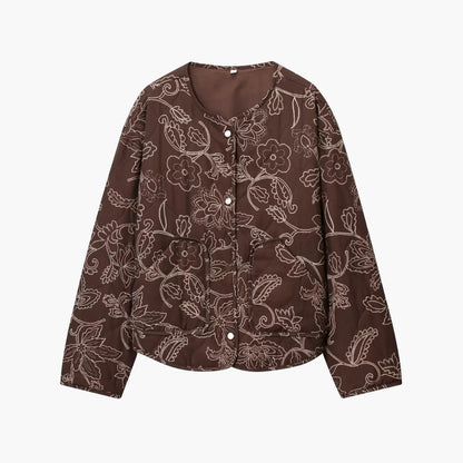 Women's transitional jacket with embroidered floral pattern – Casual city look, ideal for spring and autumn