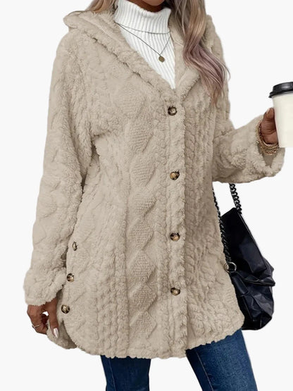 Women's Cozy Hoodie Jacket for Autumn and Winter – Casual Style with Button Details