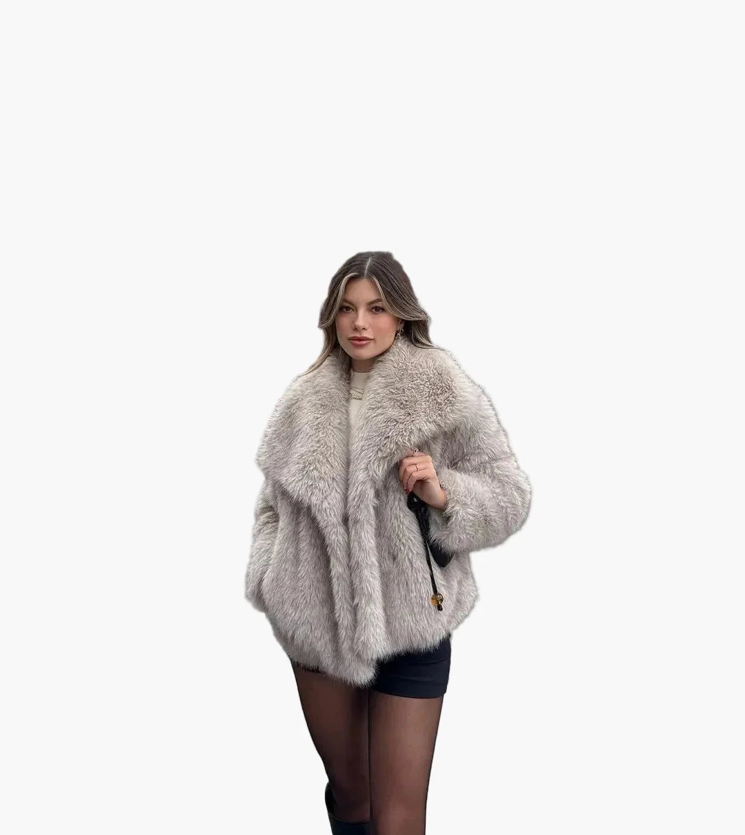 Women's Luxury Short Fur Jacket – Elegant Street Style for Winter