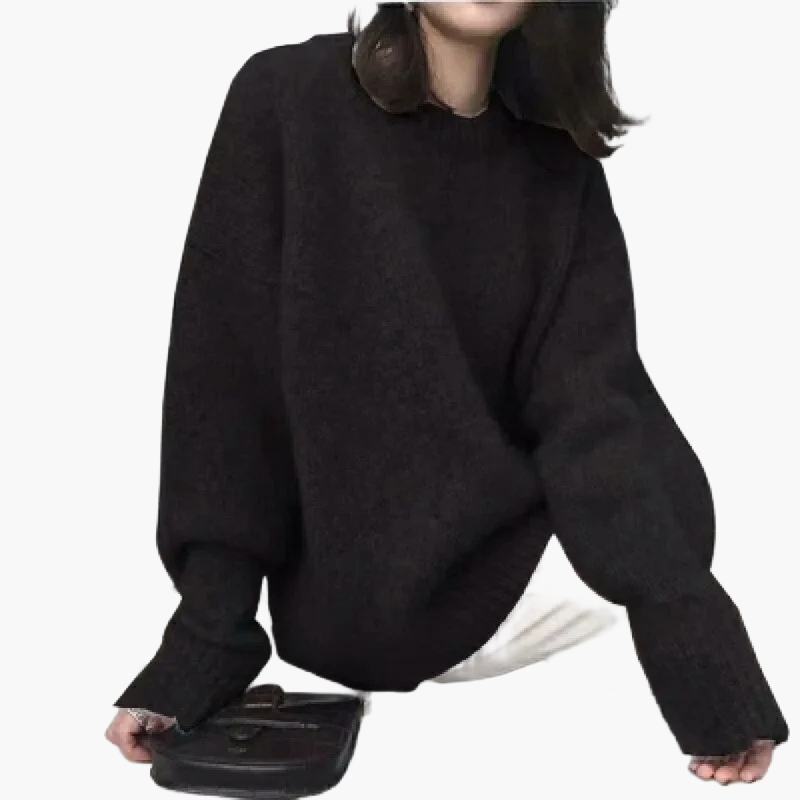 Damen Oversize Strickpullover im Retro-Stil für Herbst und Winter – Modischer Alltagspullover mit lockerer Passform