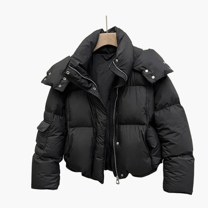 Women's quilted jacket with detachable hood – winter fashion, fashionable style, versatile for everyday and outdoor use